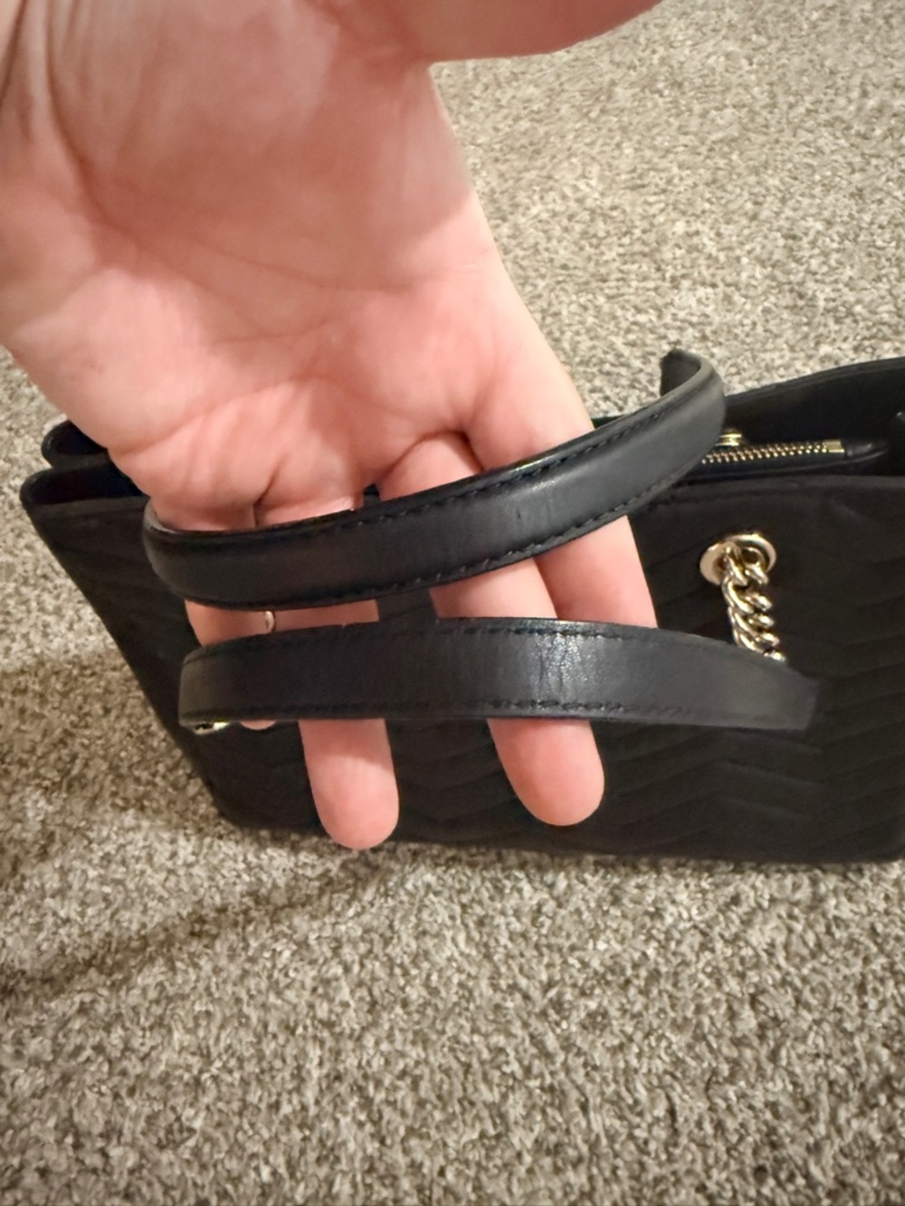 kate spade Black Quilted Chevron Tote with Gold Hardware - Picture 4 of 9